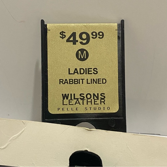 Wilson's Leather Pelle Studio Womens M Black Leather Gloves Rabbit Fur Lined NWT - Picture 4 of 9